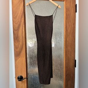 Vintage Carmen Marc Valvo brown beaded body con number